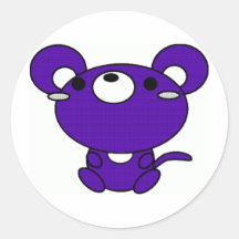 Cute purple bear round stickers