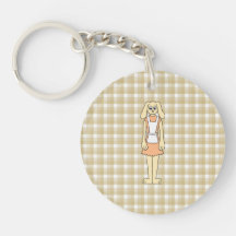 Cute rabbit on a check background. acrylic key chain