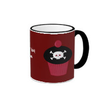 Cute Red & Black Skulls & Cupcakes Personalised Mug