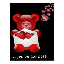 cute red love teddy post card