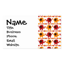 Cute Red Orange Elephant Friends Holding Trunks Business Card Templates