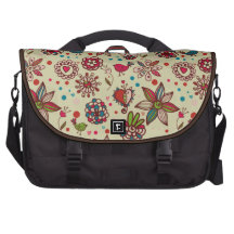 Cute Retro Birds, Hearts & Flowers Laptop Bag