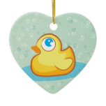 Cute rubber duck with bubbles ornament ornaments