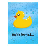Cute Rubber Ducky/Blue Bubbles Custom Invitations