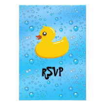 Cute Rubber Ducky/Blue Bubbles Invites