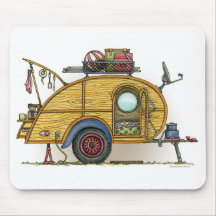 Cute RV Vintage Teardrop  Camper Travel Trailer Mouse Pad