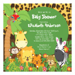 Cute Safari Jungle Animals Baby Shower Invitations