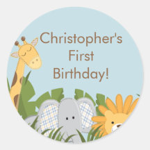 Cute Safari Jungle Birthday Party Sticker