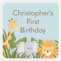 Cute Safari Jungle Birthday Party Sticker