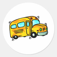 Cute School Bus Round Sticker