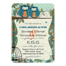 Cute Sea Blue Owl Marry My Best Friend Wedding Personalised Invitation