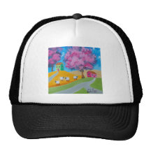 Cute sheep colourful folk art picture mesh hat