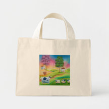 Cute sheep cows folk art naive painting G Bruce Bag