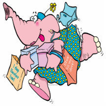cute shopaholic shopping elephant cut outs