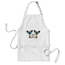 Cute Siamese Cats Tail Heart Aprons