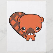 cute silly kawaii beaver full color flyer