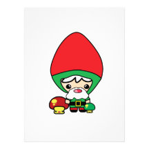cute silly kawaii garden gnome and mushrooms custom invites