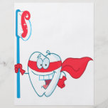 Cute Smiling Superhero Tooth With Toothbrush Personalised Flyer