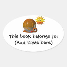 Cute snail with smiling sun oval stickers