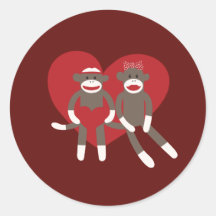Cute Sock Monkey Couple in Love Sticker