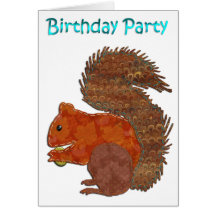 Cute Squirrel Applique Birthday Party Invitation Card