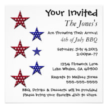 Cute Stars Patriotic 4th of July Invitation