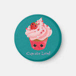 Cute Strawberry Cupcake Refrigerator Magnet