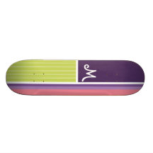 Cute Stripes; Purple & Green Custom Skateboard