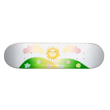 Cute sun kawaii cartoon skateboards