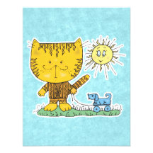 cute sunshine cat cartoon personalized invitations