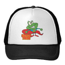cute super frog superhero cartoon mesh hats