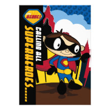 Cute Superhero Boy Party Invite
