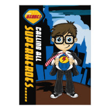 Cute Superhero Boy Party Invite