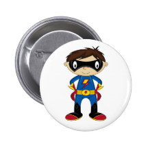 Cute Superhero Boy Pinback Button