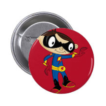 Cute Superhero Boy Pinback Buttons