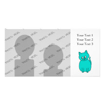 Cute Teal Cat. Personalized Photo Card