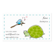cute turtle and singing bird business card