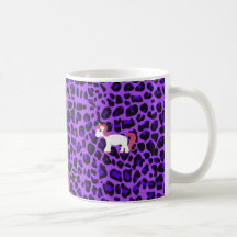 Cute unicorn purple leopard coffee mugs