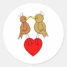 Cute Valentines Day Love Birds With Heart Stickers
