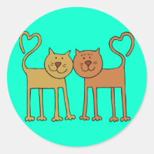 Cute Valentines Day Love Cats With Hearts Sticker
