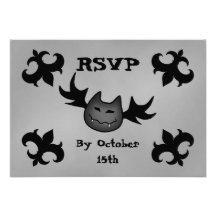 Cute vampire bat funny Halloween party RSVP Invites