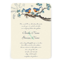Cute Vintage Bluebirds Wedding Invitations