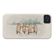 Cute Vintage Dancing Pigs - Funny Animals iPhone 4 Case