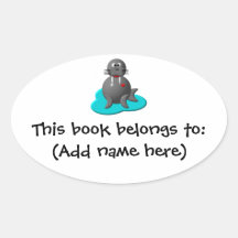 Cute walrus in water oval sticker