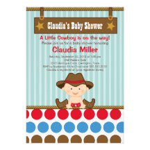 Cute Western Cowboy Baby Shower Invitation