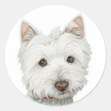 Cute Westie Dog Round Sticker