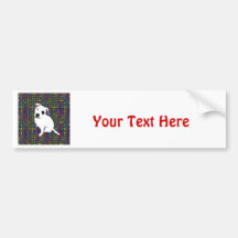 Cute White Pitbull Puppy on Circle Pattern Bumper Sticker