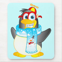 Cute Wobble Penguin Cartoon Mousepad (for Geeks)