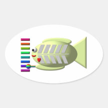 Cute X-ray fish playing the xylophone Sticker