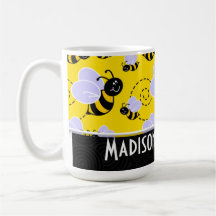 Cute Yellow & Black Bee Mug